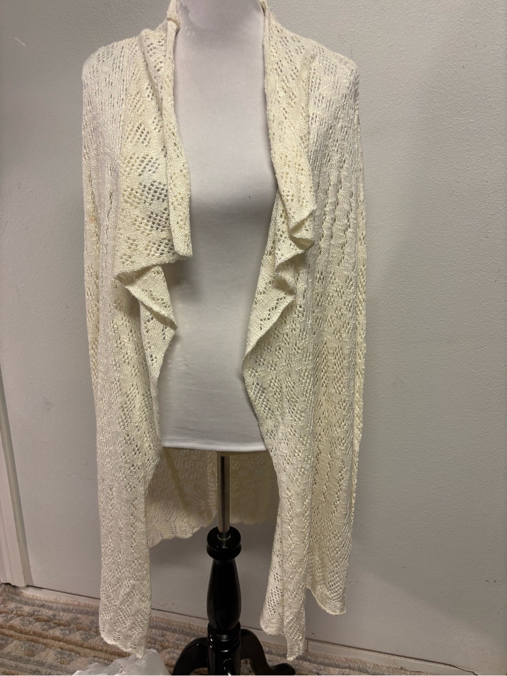 KNOX ROSE NWT Open-Front Cream Knit Cardigan Sweater
